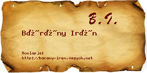 Bárány Irén névjegykártya
